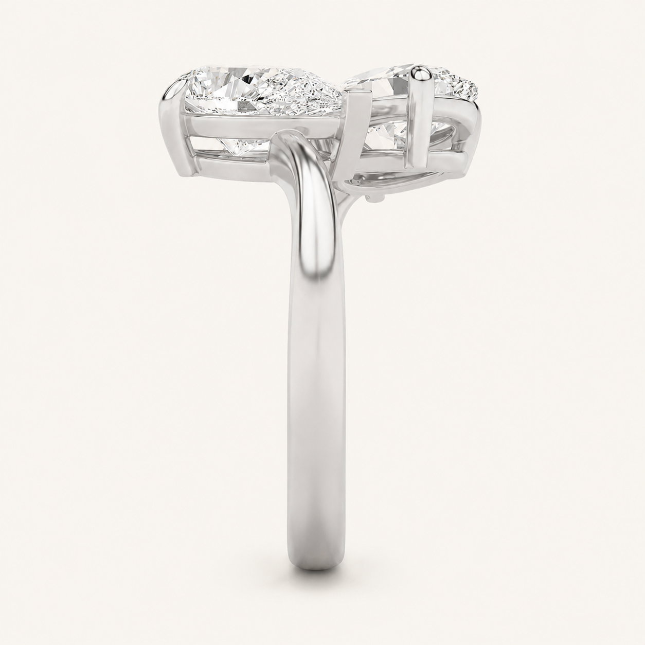 3.00 CT Oval Cut And Pear Cut Lab Grown Diamond Toi et Moi Ring