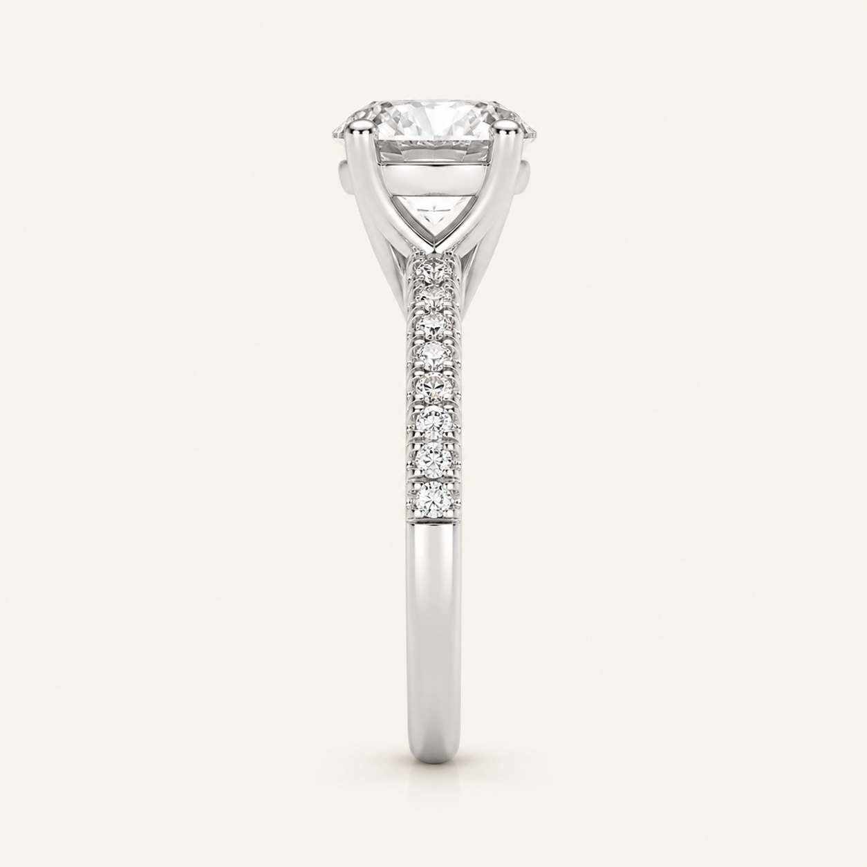 2CT Round Cut Lab Grown Diamond Split Shank Trellis Engagement Ring