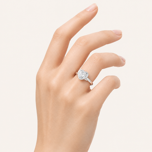 3CT Heart Cut Lab Grown Diamond Bezel Set Ring
