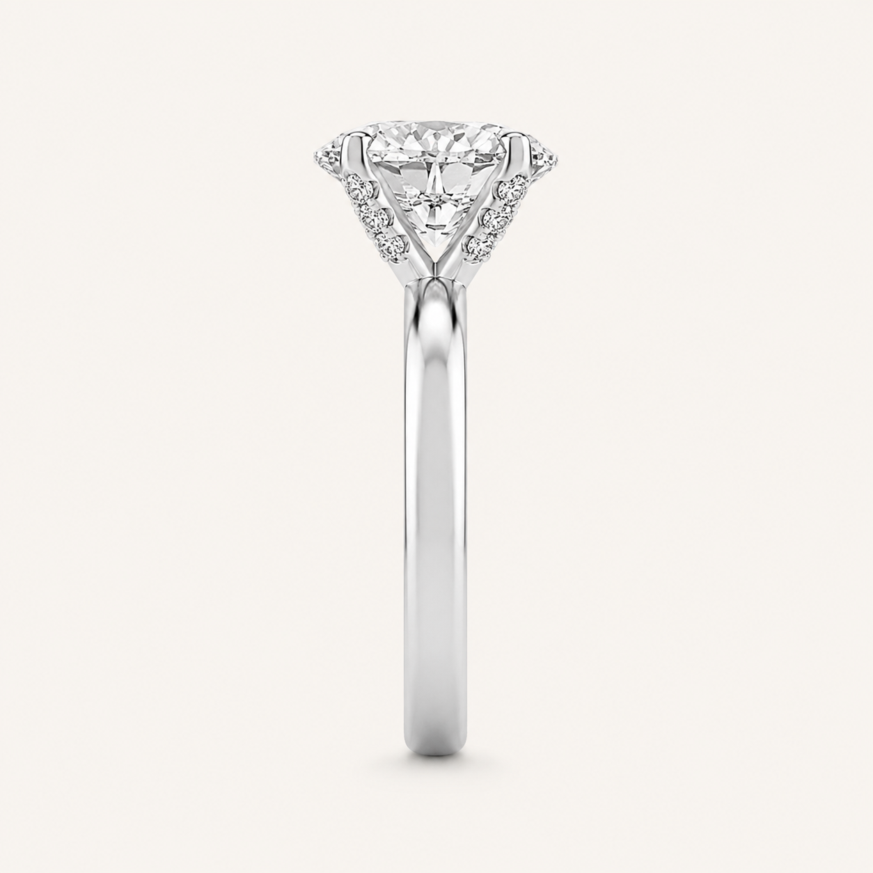 2.00 CT Oval Cut Lab Grown Diamond Petite Shank Solitaire Ring