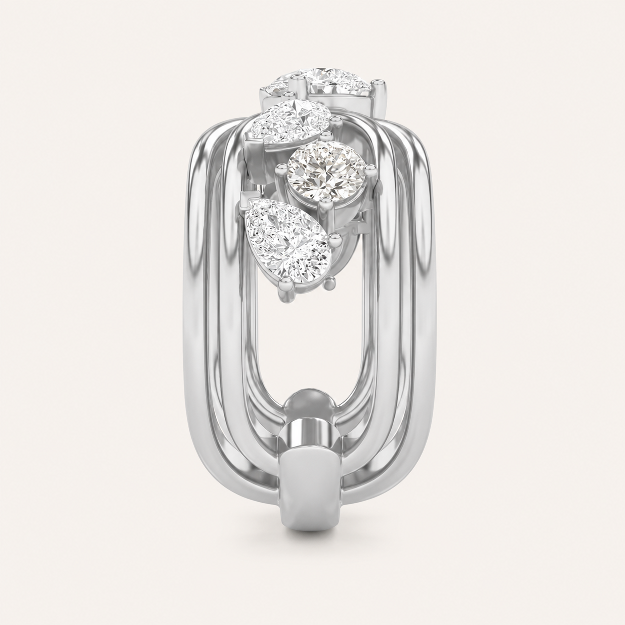 2.00 CT Pear Cut Lab Grown Diamond Seven Stone Fashion Cluster Ring