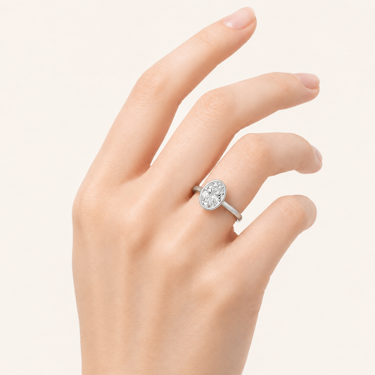 Oval Cut Lab Grown Diamond Ring in 14K Gold