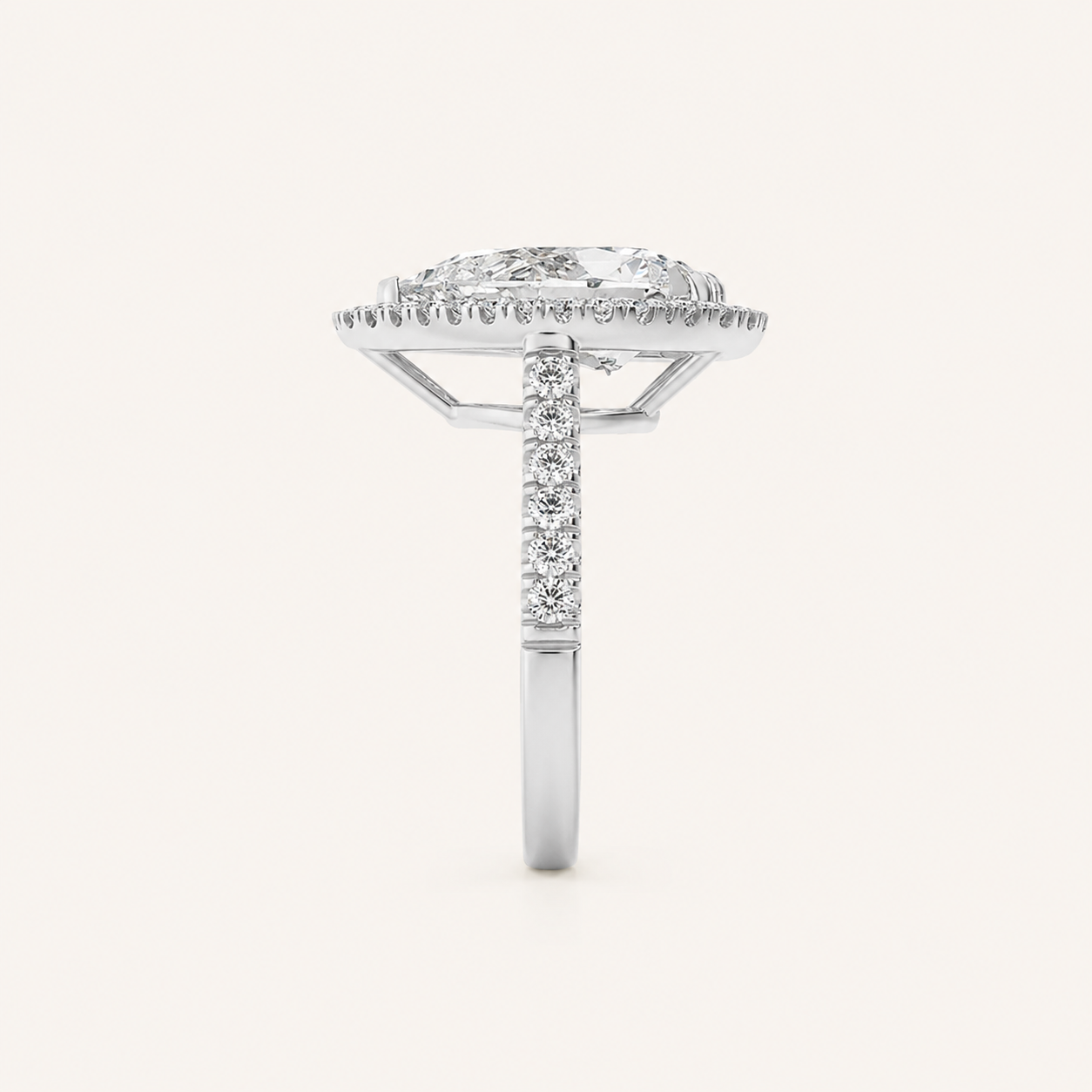 3.00 CT Pear Cut Lab Grown Diamond Halo Ring