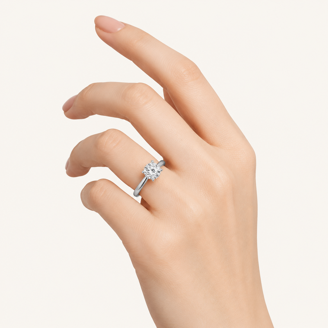 1CT Round Cut Lab Grown Diamond Accented Engagement Ring