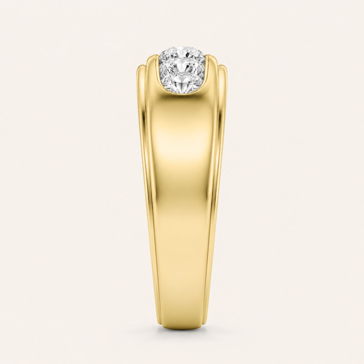 3CT Round Cut Lab Grown Diamond Men's Ring