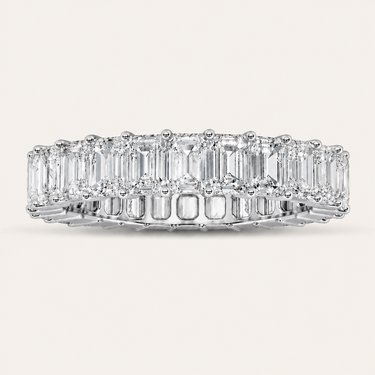 2.9CT Emerald Cut Lab Grown Diamond Eternity Band Ring