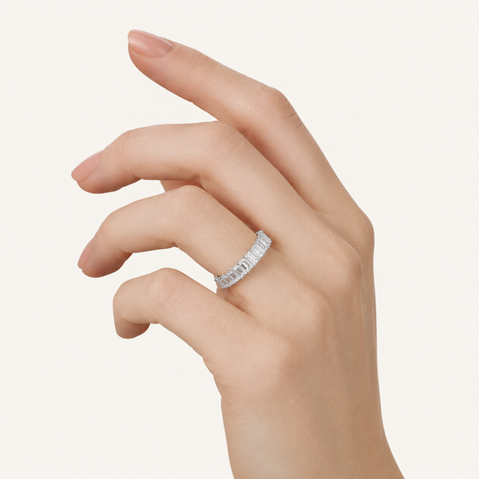 2.9CT Emerald Cut Lab Grown Diamond Eternity Band Ring