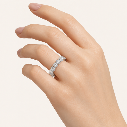 2.4CT Oval Cut Lab Grown Diamond Split Prong Eternity Ring
