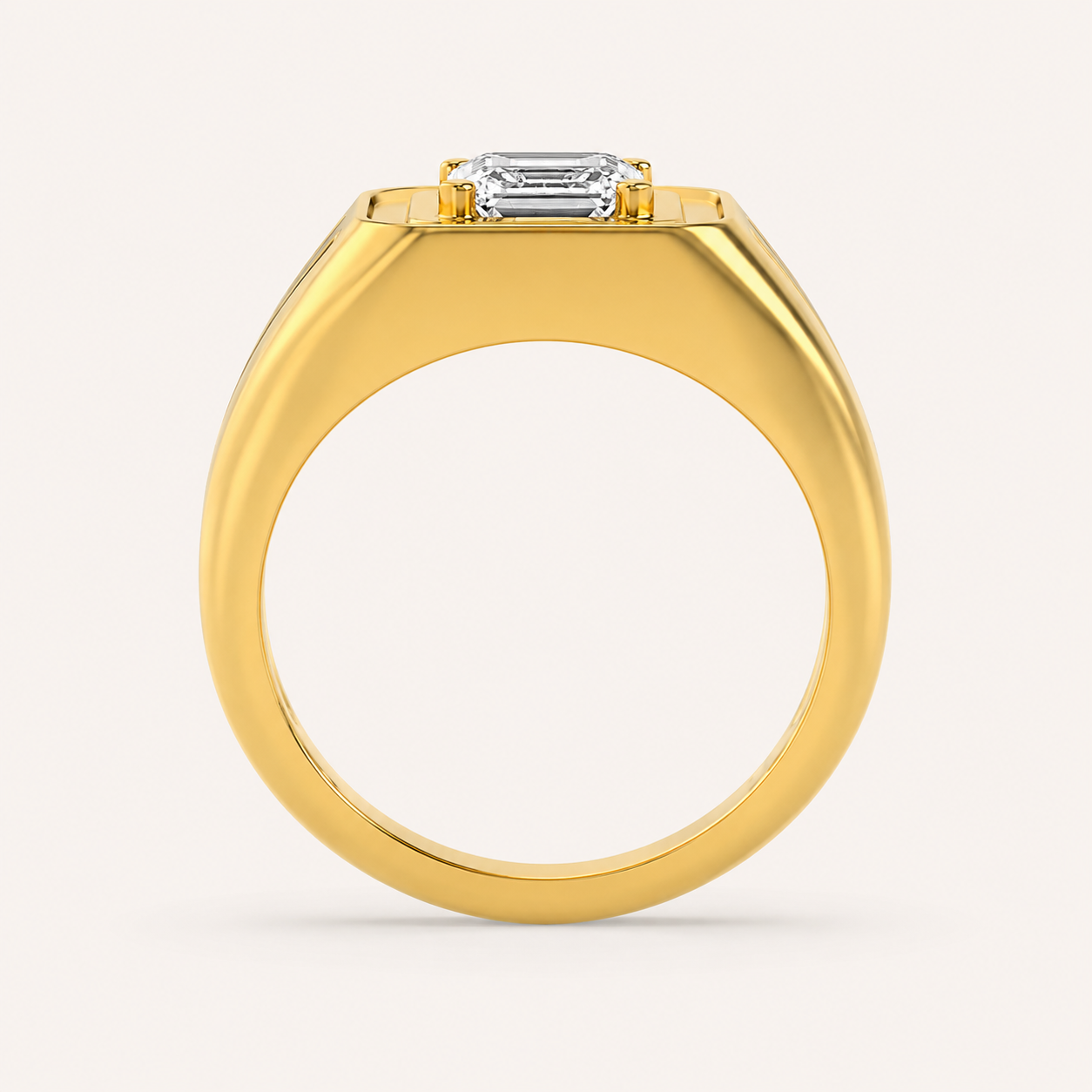 2CT Emerald Cut Lab Grown Diamond Men's Ring