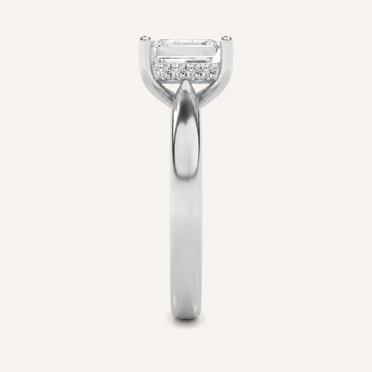 3.00 CT Emerald Cut Lab Grown Diamond Cathedral Shank Solitaire Ring