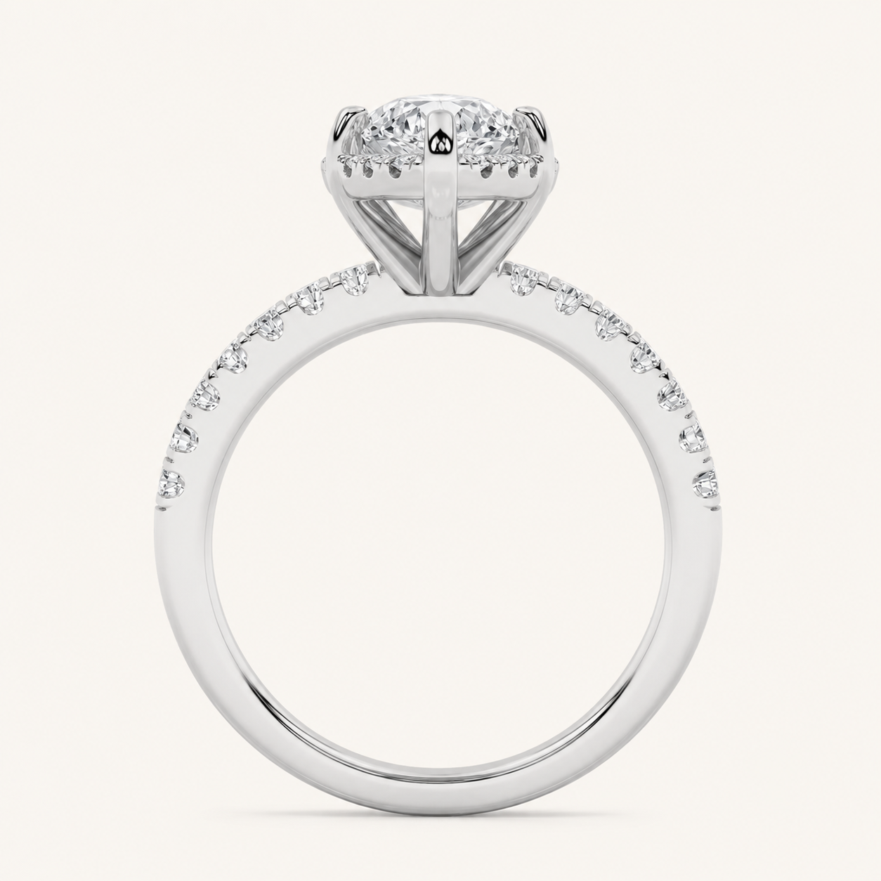 2CT Marquise Cut Lab Grown Diamond Halo Accented Engagement Ring