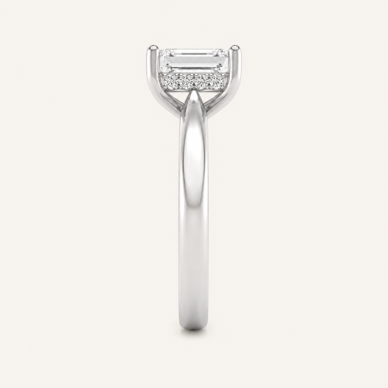 2.00 CT Emerald Cut Lab Grown Diamond Cathedral Shank Solitaire Ring