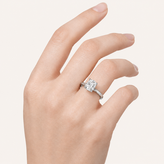 2.00 CT Elongated Cushion Cut Lab Grown Diamond Classic Cathedral Shank Solitaire Ring