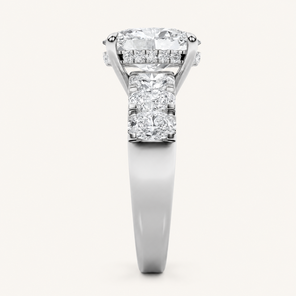 4.00 CT Oval Cut Lab Grown Diamond Bold Accented Cluster Ring
