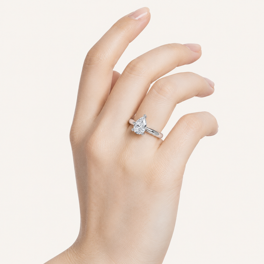 2.00 CT Pear Cut Lab Grown Diamond Classic Shank Solitaire Engagement Ring