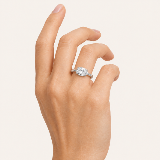 2CT Oval Cut Lab Grown Diamond East West Accented Ring