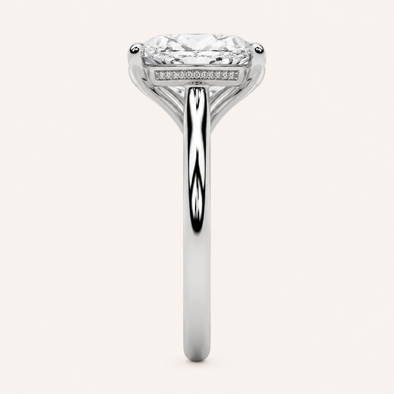 2CT Oval Cut Lab Grown Diamond East West Accented Ring