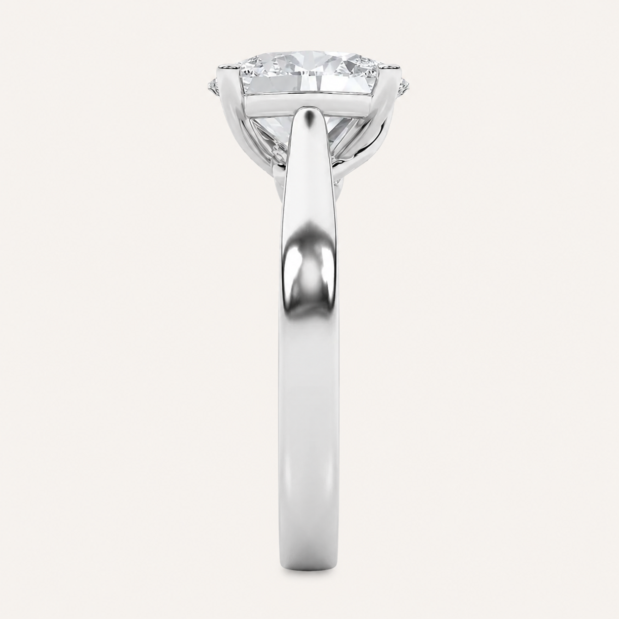 2CT Oval Cut Lab Grown Diamond Classic Shank Solitaire Engagement Ring