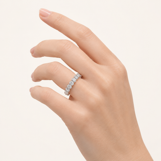 4.3CT Oval Cut Lab Grown Diamond Split Prong Eternity Ring