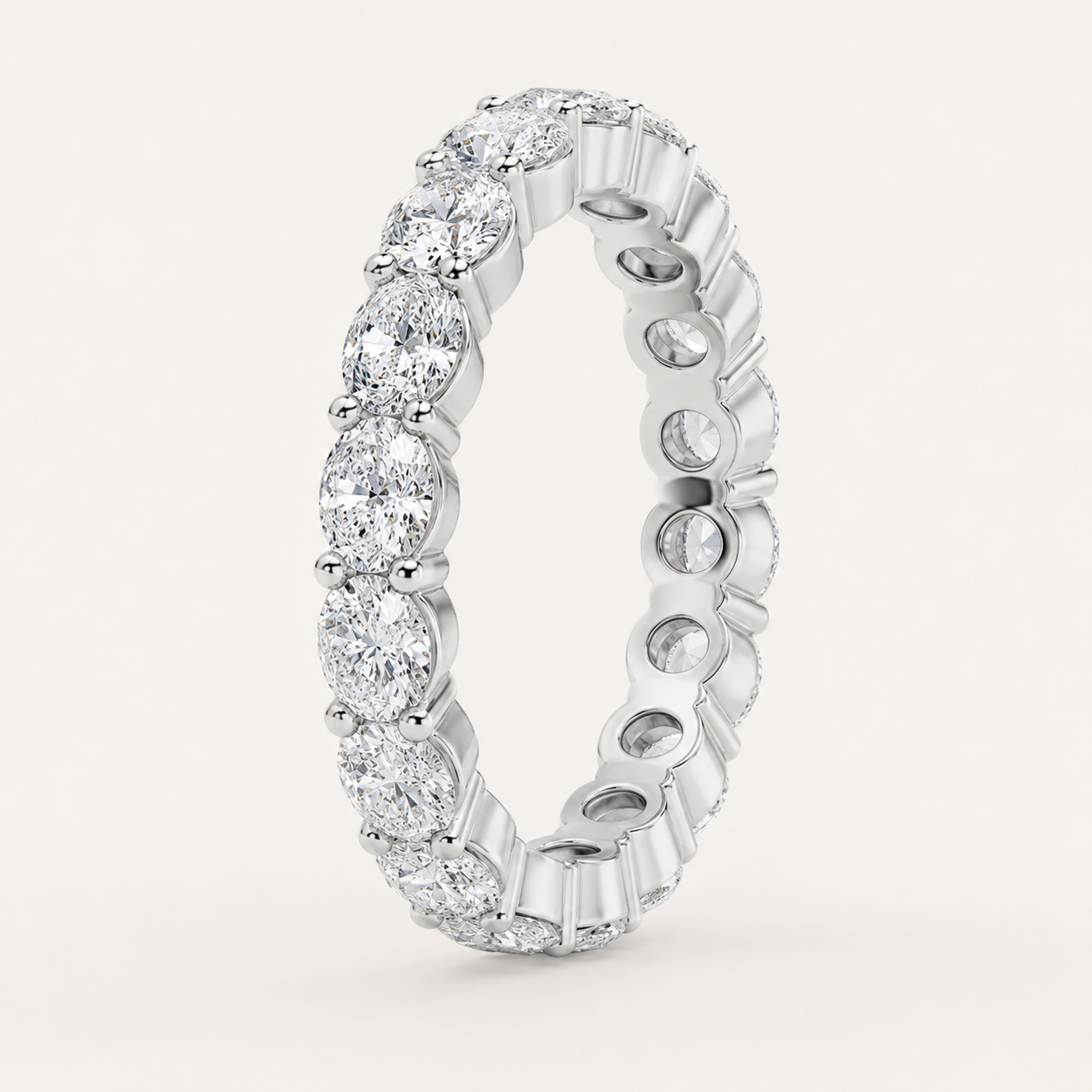 3.70 CT Oval Cut Lab Grown Diamond Split Prong Eternity Ring