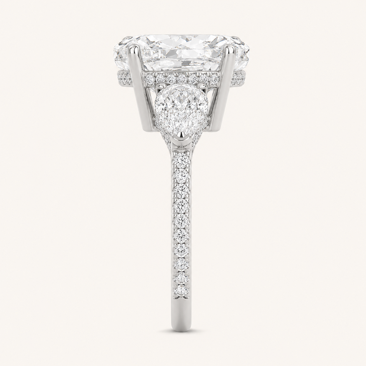 6.5 CT Elongated Cushion Cut Lab Grown Diamond Bold Accented Engagement Ring