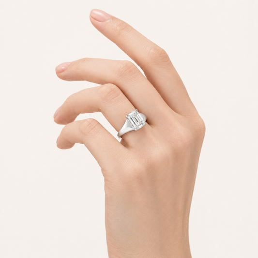 2CT Emerald Cut Lab Grown Diamond East West Solitaire Men's Ring