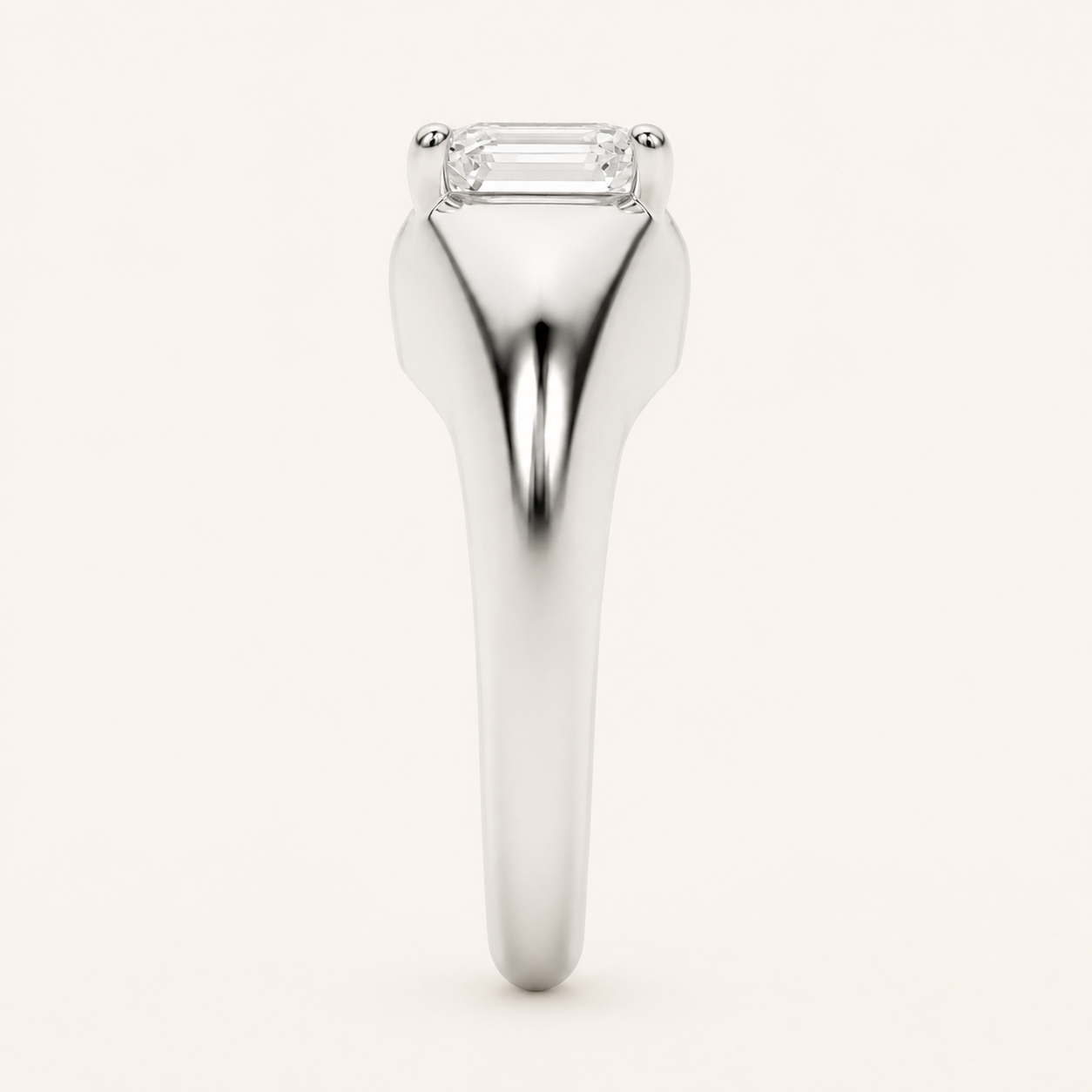 2CT Emerald Cut Lab Grown Diamond East West Solitaire Men's Ring