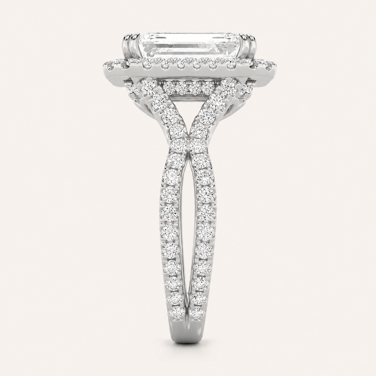 8.00 CT Emerald Cut Lab Grown Diamond Bold Statement Accented Ring