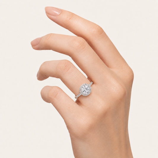 6.00 CT Round Cut Lab Grown Diamond Bold Statement Halo Accented Ring