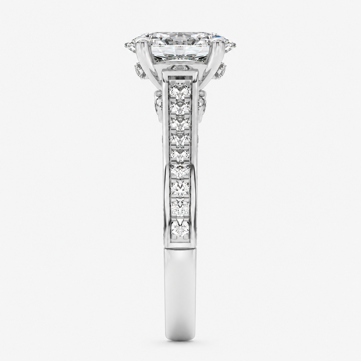 2CT Oval Cut Lab Grown Diamond Accented Engagement Ring