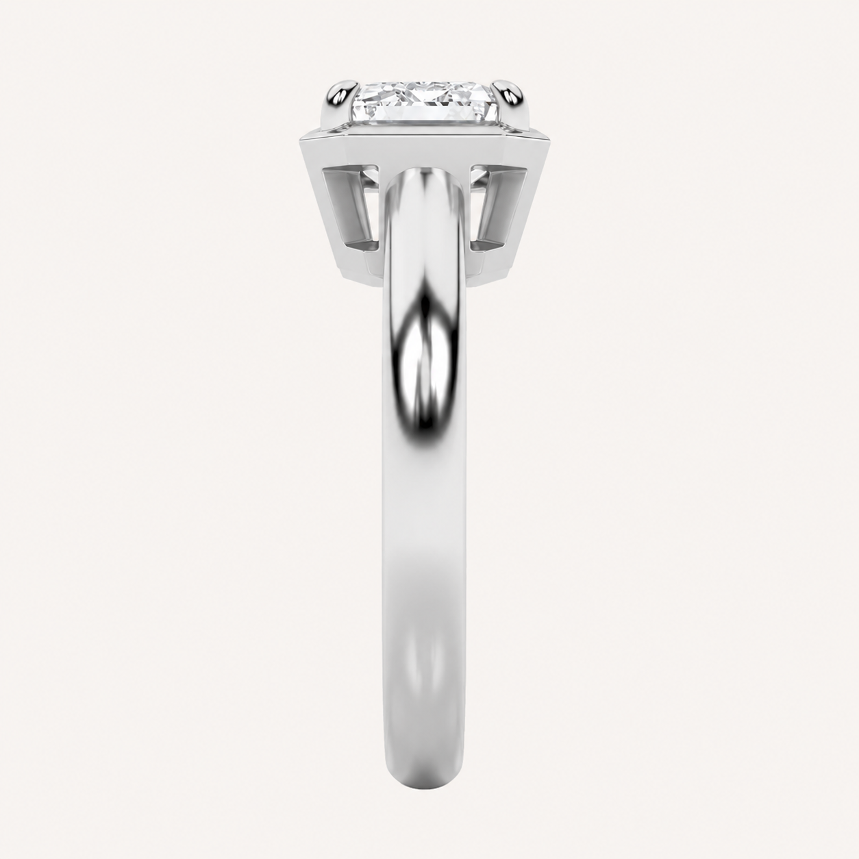 1.5CT Emerald Cut Lab Grown Diamond East West Solitaire Ring