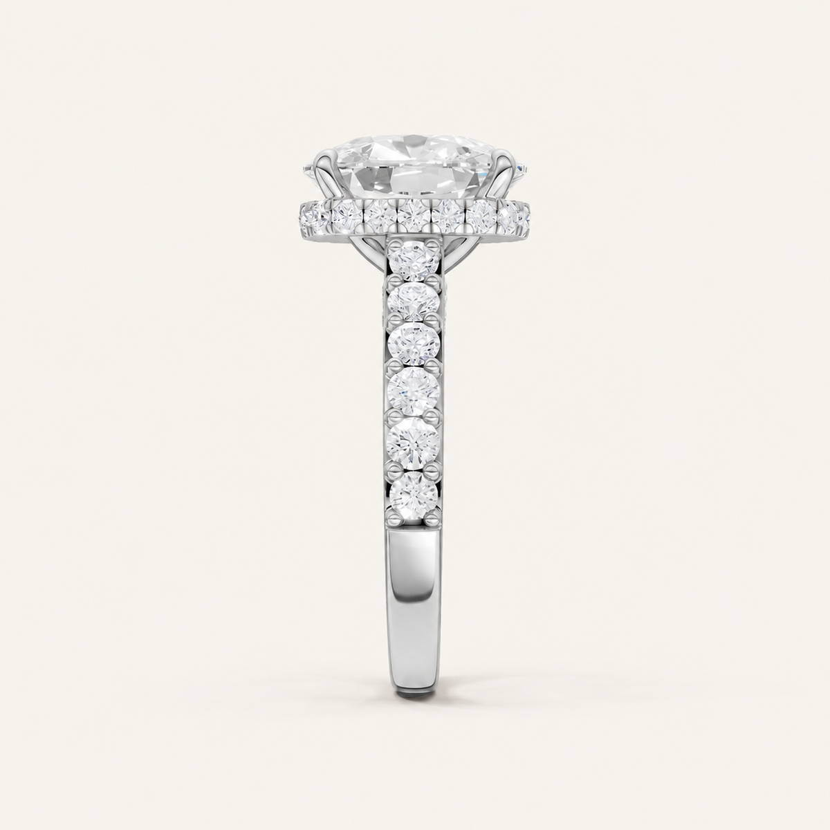 6.00CT Oval Cut Lab Grown Diamond Side Stone Ring