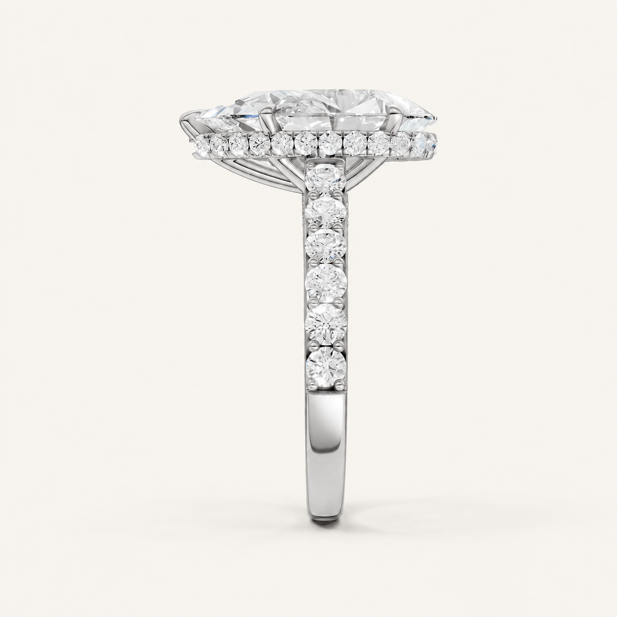 6.00CT Pear Cut Lab Grown Diamond Side Stone Ring