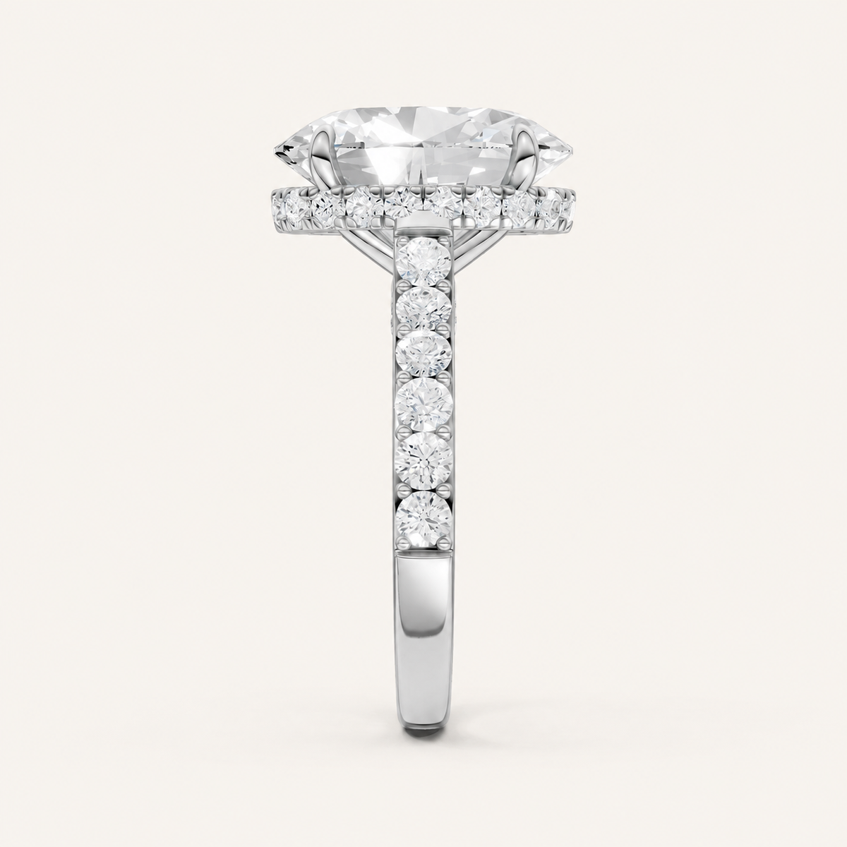 6.00CT Oval Cut Lab Grown Diamond Hidden Halo Side Stone Ring
