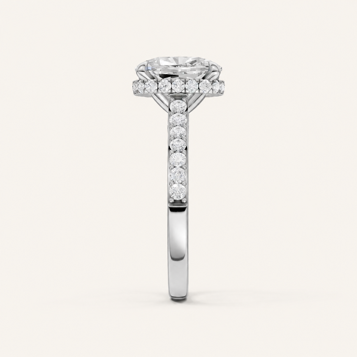 4.50CT Cushion Cut Lab Grown Diamond Hidden Halo Side Stone Ring