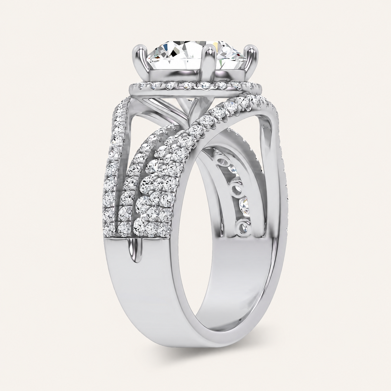 4.50CT Round Cut Lab Grown Diamond Cluster Ring