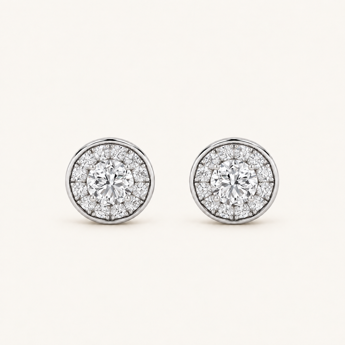 2CT Round Cut Lab Grown Diamond Halo Stud Earrings