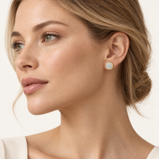2CT Round Cut Lab Grown Diamond Halo Stud Earrings