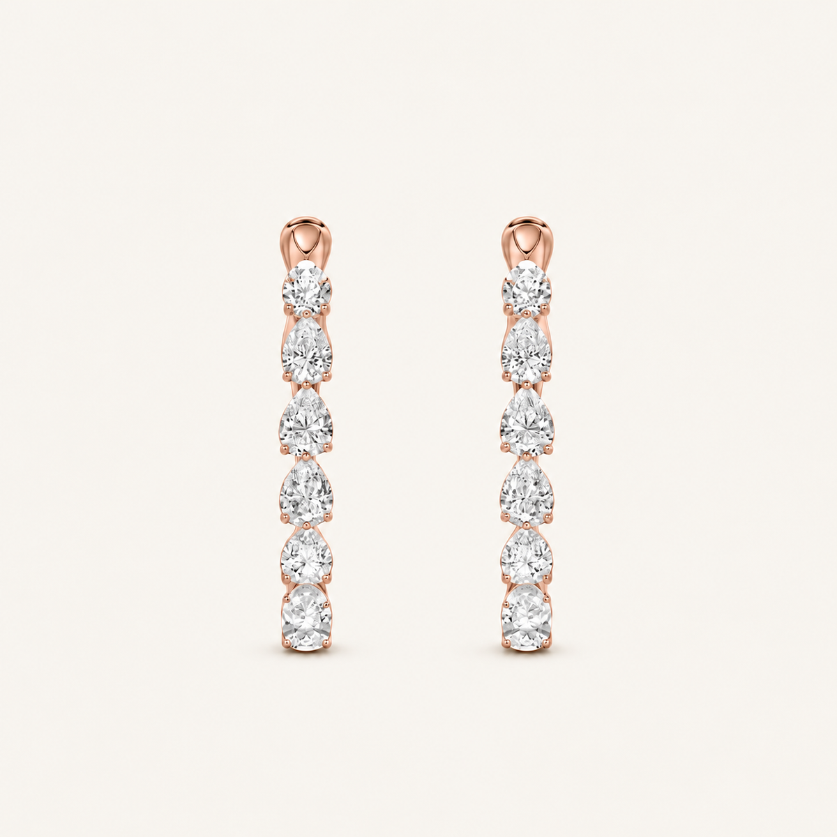 4.25CT Pear Cut Lab Grown Diamond Inside Out Hoop Earrings