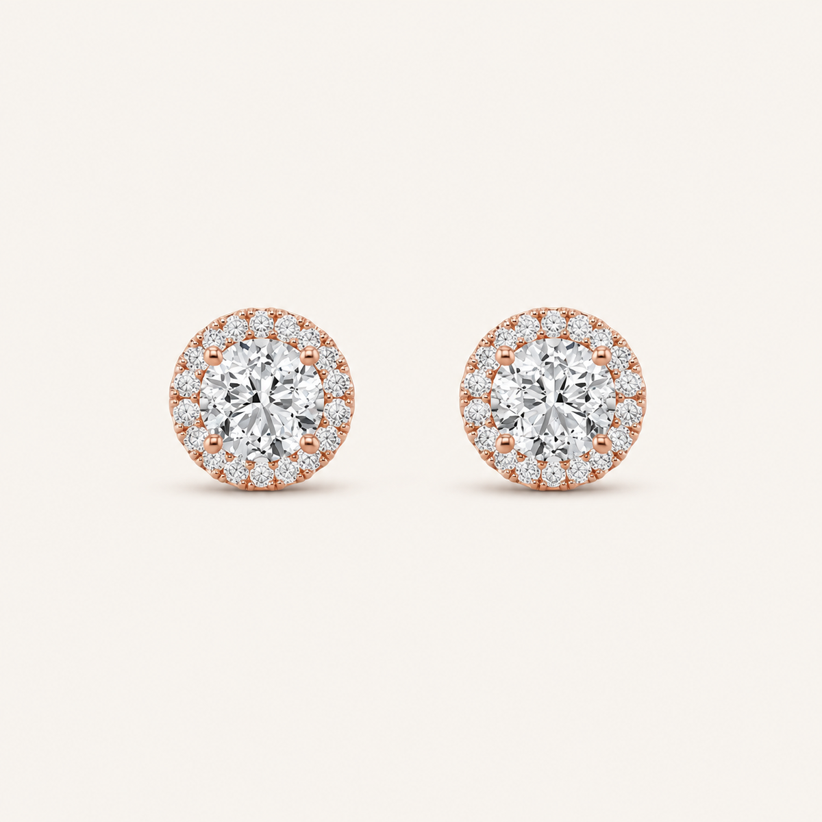3CT Round Cut Lab Grown Diamond Halo Stud Earrings