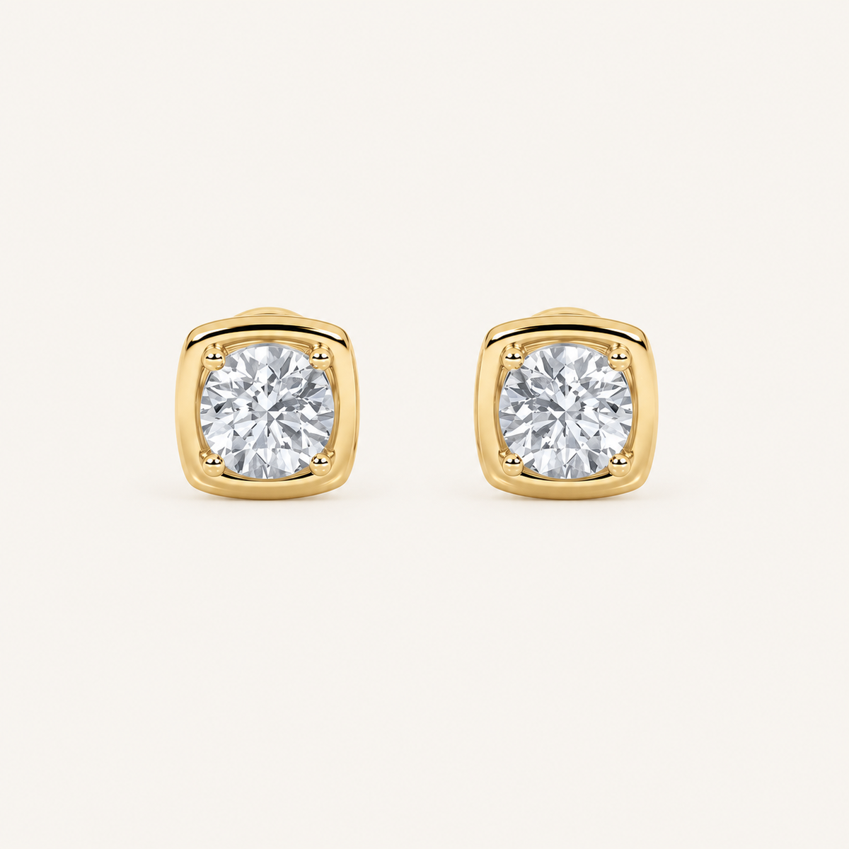 2CT Round Cut Lab Grown Diamond Stud Earrings
