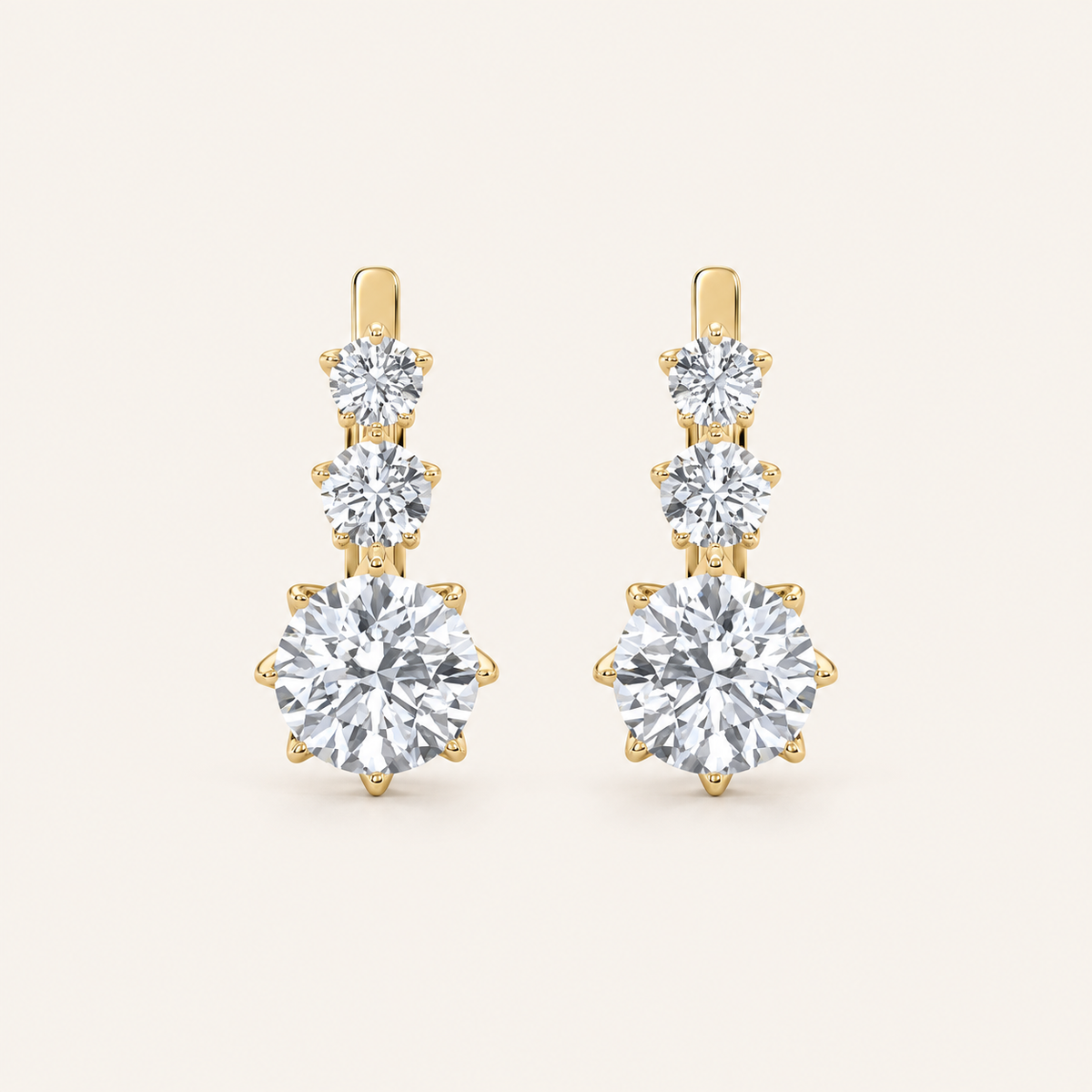 2.5CT Round Cut Lab Grown Diamond Antique Design Earrings
