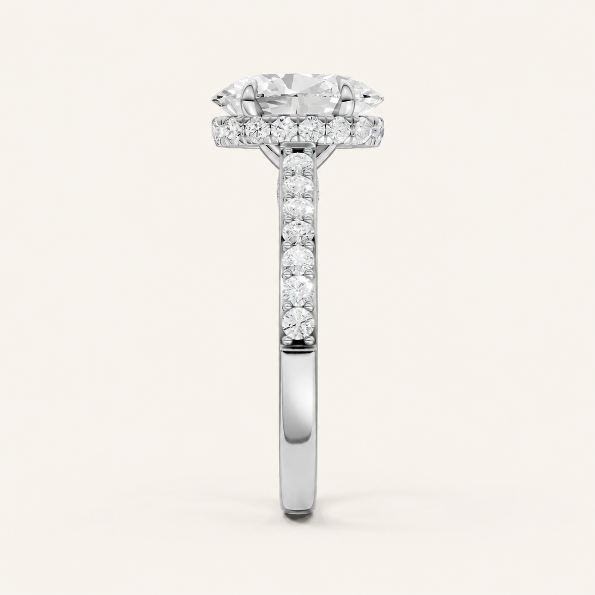 2.50CT Oval Cut Lab Grown Diamond Hidden Halo Side Stone Ring