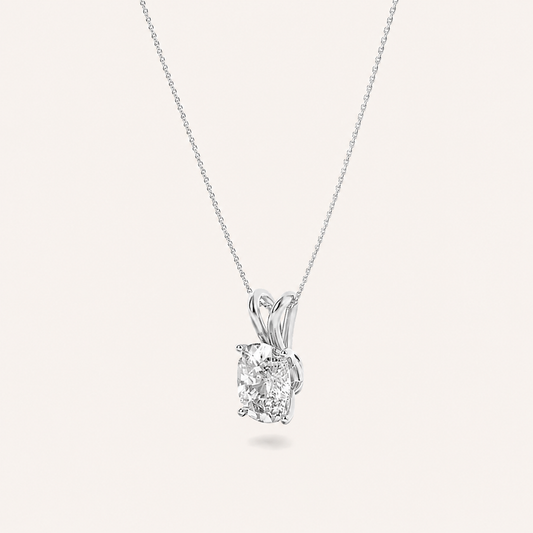 2CT Elongated Cushion Cut Lab Grown Diamond Split Bale Solitaire Pendant Necklace