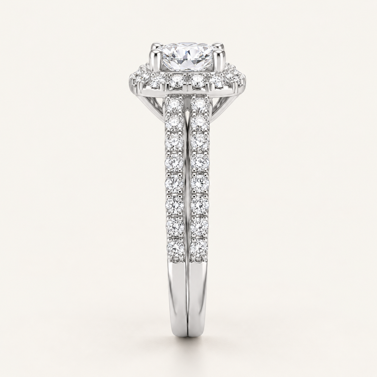 0.50CT Round Cut Lab Grown Halo Bridal Set