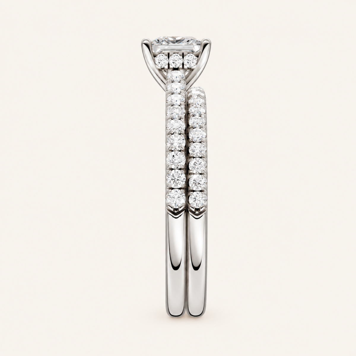 1.50CT Princess Cut Lab Grown Diamond Bridal Set