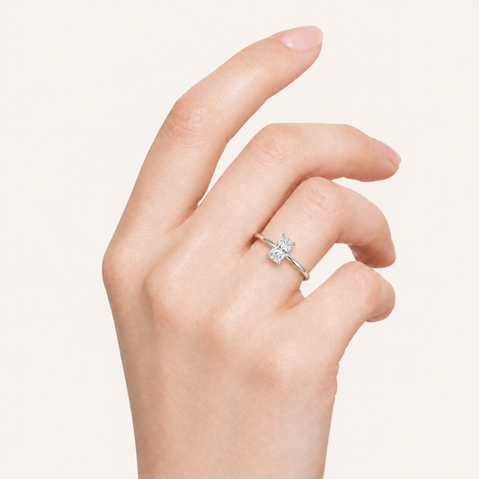 0.50CT Radiant Cut Lab Grown Diamond Solitaire Ring