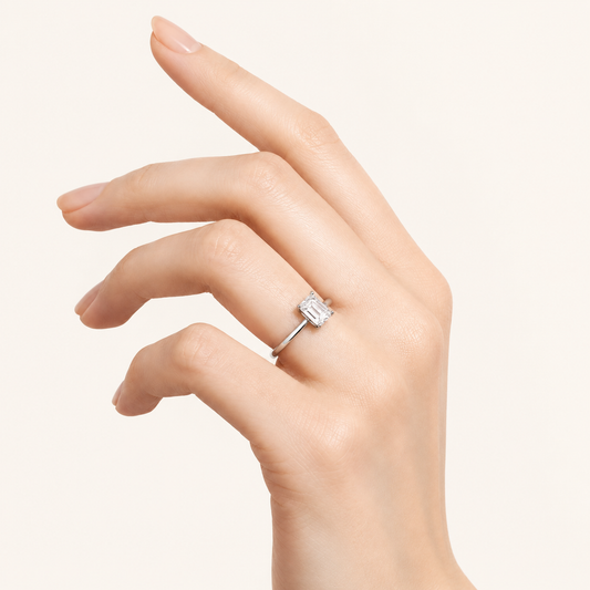 0.50CT Emerald Cut Lab Grown Diamond Solitaire Ring