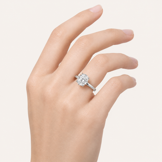 2CT Oval Cut Lab Grown Diamond Classic Shank Solitaire Engagement Ring