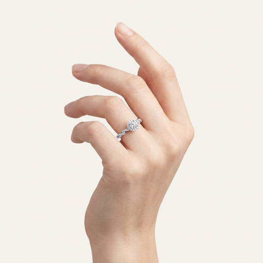 0.33CT Round Cut Certified Lab Grown Diamond Halo Ring